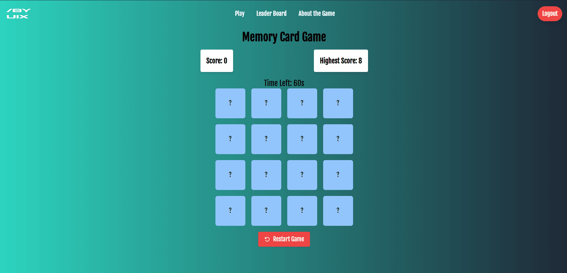 An image of the MERN Memory GAME project.